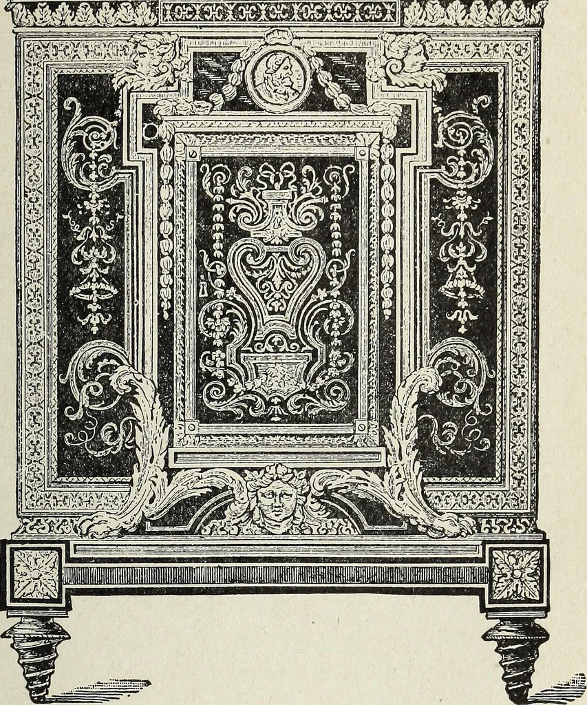 An illustration from The practical cabinet maker and furniture designer's assistant, with essays on history of furniture, taste in design, color and materials, with full explanation of the canons of good taste in furniture .., 1910, leaf 64