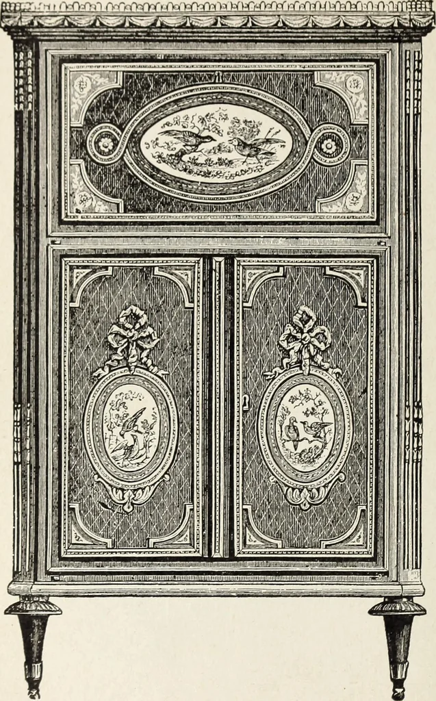 An illustration from The practical cabinet maker and furniture designer's assistant, with essays on history of furniture, taste in design, color and materials, with full explanation of the canons of good taste in furniture .., 1910, leaf 77