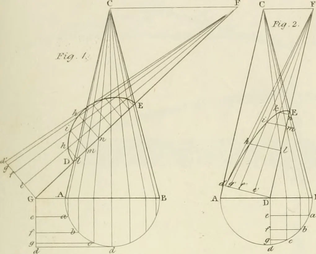 An illustration from Practical carpentry, joinery, and cabinet-making : being a new and complete system of lines for the use of workmen, founded on accurate geometrical and mechanical principles ... / by Peter Nicholson ; revised by Thomas Tredgold, 1853, leaf 266