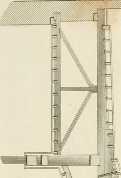 An illustration from Practical carpentry, joinery, and cabinet-making : being a new and complete system of lines for the use of workmen, founded on accurate geometrical and mechanical principles ... / by Peter Nicholson ; revised by Thomas Tredgold, 1853, leaf 304