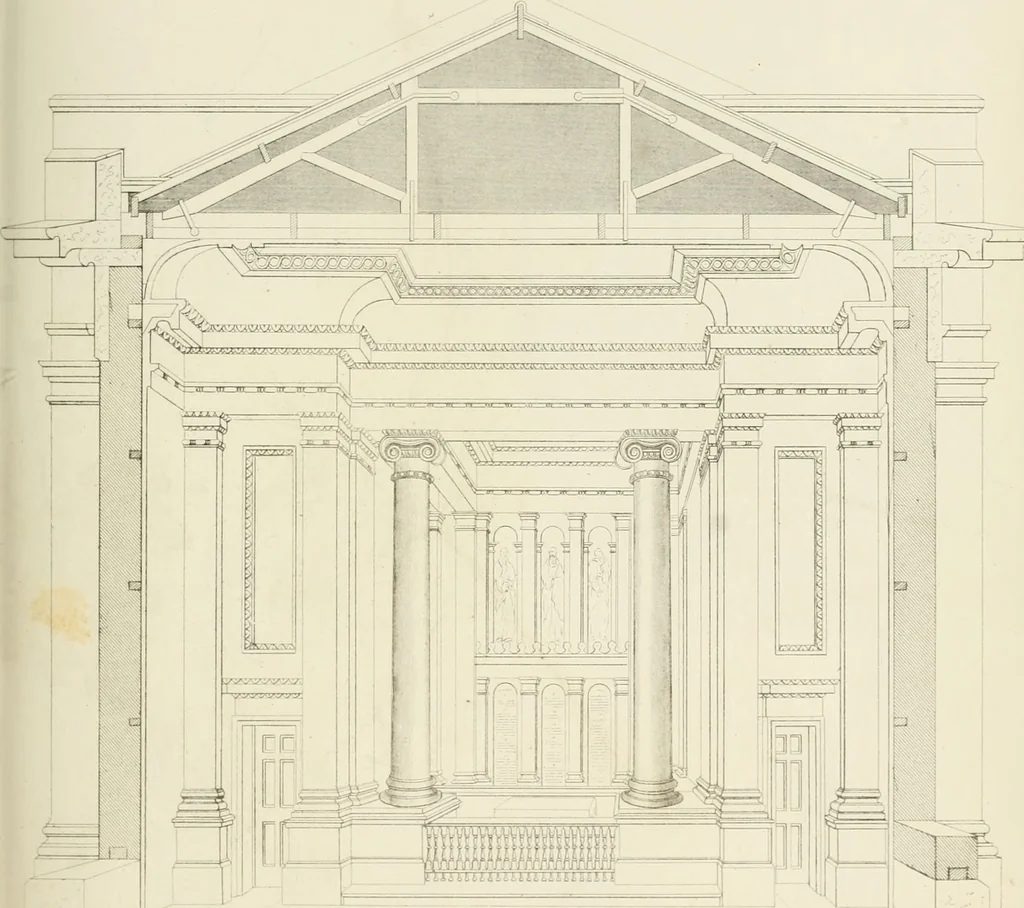 An illustration from Practical carpentry, joinery, and cabinet-making : being a new and complete system of lines for the use of workmen, founded on accurate geometrical and mechanical principles ... / by Peter Nicholson ; revised by Thomas Tredgold, 1853, leaf 316