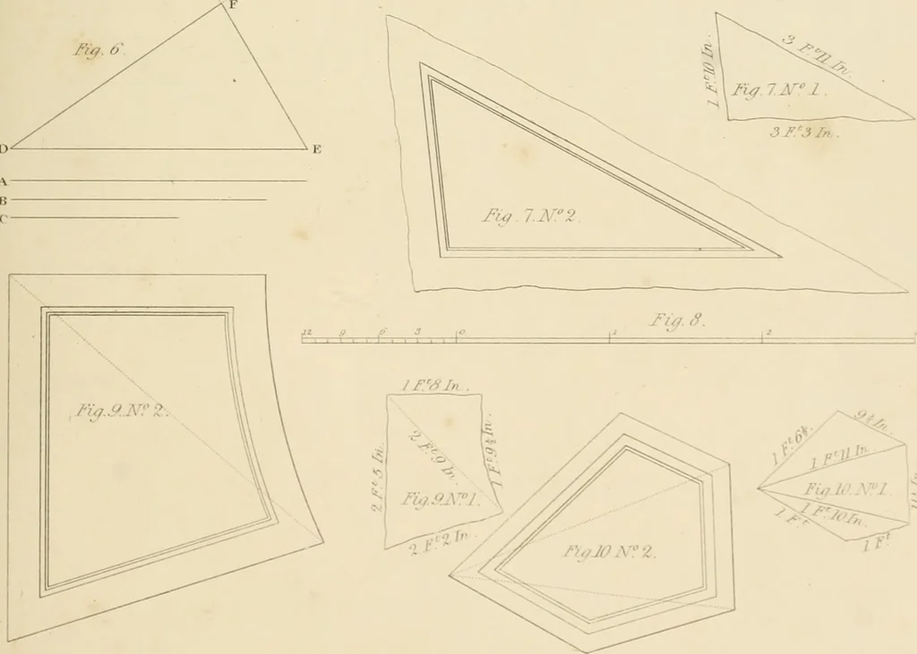 An illustration from Practical carpentry, joinery, and cabinet-making : being a new and complete system of lines for the use of workmen, founded on accurate geometrical and mechanical principles ... / by Peter Nicholson ; revised by Thomas Tredgold, 1853, leaf 368