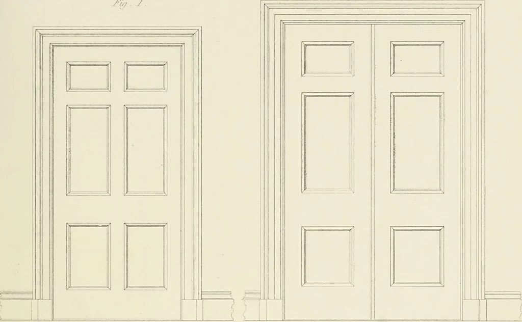 An illustration from Practical carpentry, joinery, and cabinet-making : being a new and complete system of lines for the use of workmen, founded on accurate geometrical and mechanical principles ... / by Peter Nicholson ; revised by Thomas Tredgold, 1853, leaf 384