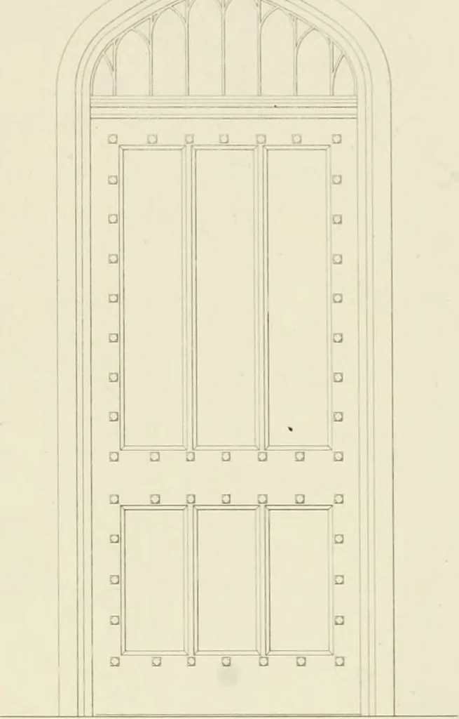 An illustration from Practical carpentry, joinery, and cabinet-making : being a new and complete system of lines for the use of workmen, founded on accurate geometrical and mechanical principles ... / by Peter Nicholson ; revised by Thomas Tredgold, 1853, leaf 386