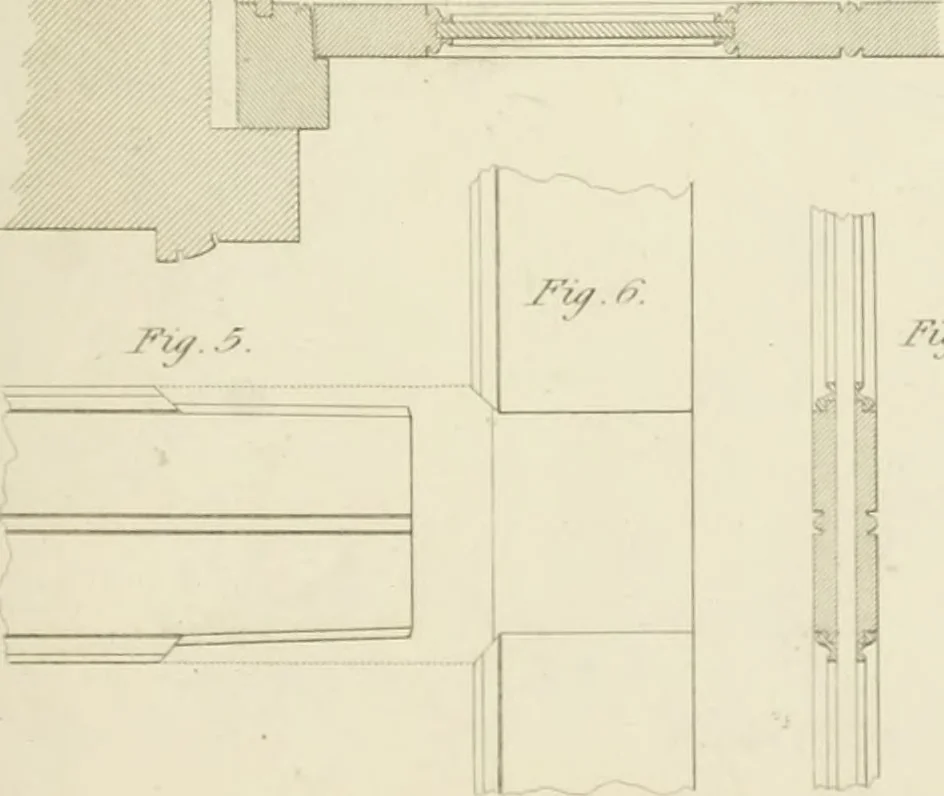 An illustration from Practical carpentry, joinery, and cabinet-making : being a new and complete system of lines for the use of workmen, founded on accurate geometrical and mechanical principles ... / by Peter Nicholson ; revised by Thomas Tredgold, 1853, leaf 386