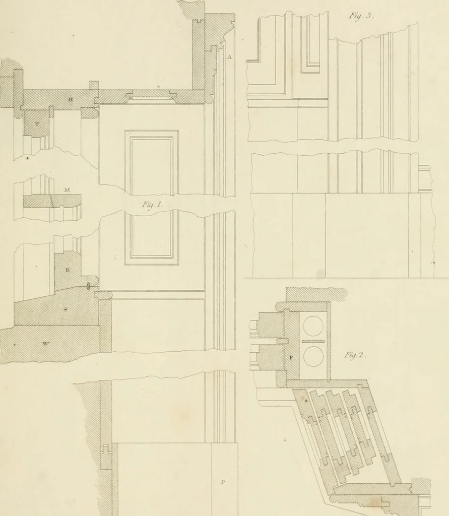 An illustration from Practical carpentry, joinery, and cabinet-making : being a new and complete system of lines for the use of workmen, founded on accurate geometrical and mechanical principles ... / by Peter Nicholson ; revised by Thomas Tredgold, 1853, leaf 396