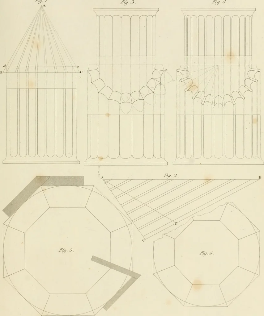 An illustration from Practical carpentry, joinery, and cabinet-making : being a new and complete system of lines for the use of workmen, founded on accurate geometrical and mechanical principles ... / by Peter Nicholson ; revised by Thomas Tredgold, 1853, leaf 410