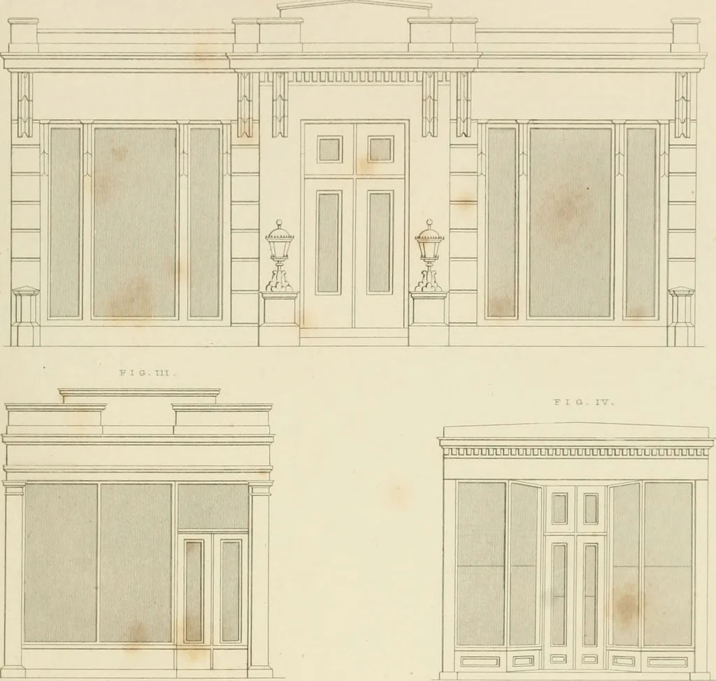 An illustration from Practical carpentry, joinery, and cabinet-making : being a new and complete system of lines for the use of workmen, founded on accurate geometrical and mechanical principles ... / by Peter Nicholson ; revised by Thomas Tredgold, 1853, leaf 416