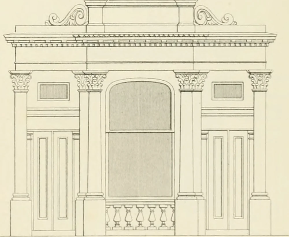 An illustration from Practical carpentry, joinery, and cabinet-making : being a new and complete system of lines for the use of workmen, founded on accurate geometrical and mechanical principles ... / by Peter Nicholson ; revised by Thomas Tredgold, 1853, leaf 418