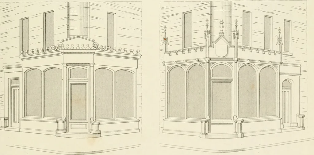 An illustration from Practical carpentry, joinery, and cabinet-making : being a new and complete system of lines for the use of workmen, founded on accurate geometrical and mechanical principles ... / by Peter Nicholson ; revised by Thomas Tredgold, 1853, leaf 422