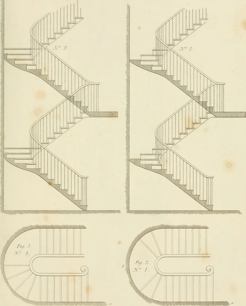 An illustration from Practical carpentry, joinery, and cabinet-making : being a new and complete system of lines for the use of workmen, founded on accurate geometrical and mechanical principles ... / by Peter Nicholson ; revised by Thomas Tredgold, 1853, leaf 428