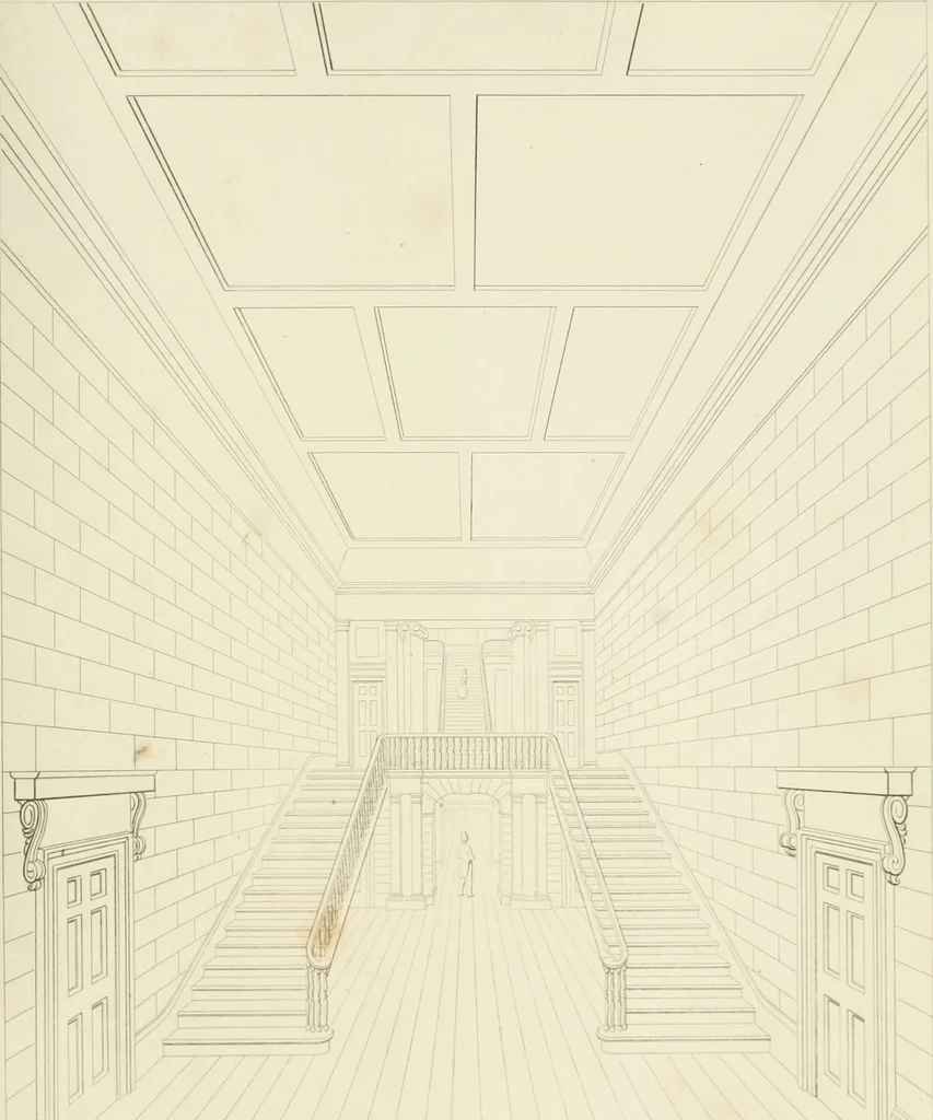 An illustration from Practical carpentry, joinery, and cabinet-making : being a new and complete system of lines for the use of workmen, founded on accurate geometrical and mechanical principles ... / by Peter Nicholson ; revised by Thomas Tredgold, 1853, leaf 434