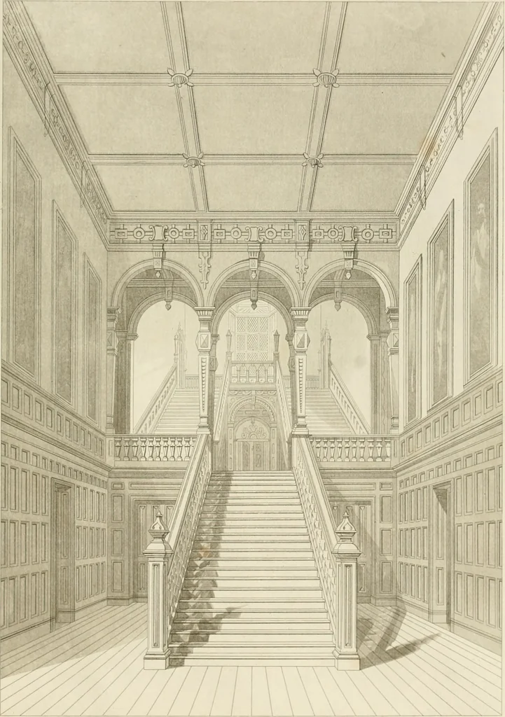 An illustration from Practical carpentry, joinery, and cabinet-making : being a new and complete system of lines for the use of workmen, founded on accurate geometrical and mechanical principles ... / by Peter Nicholson ; revised by Thomas Tredgold, 1853, leaf 444