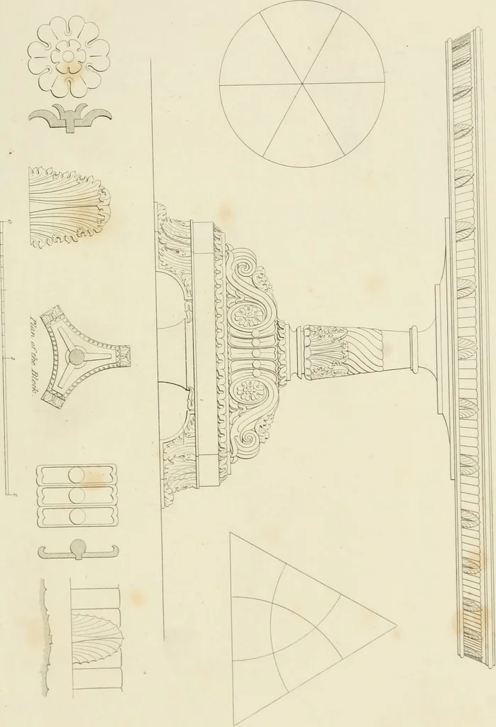 An illustration from Practical carpentry, joinery, and cabinet-making : being a new and complete system of lines for the use of workmen, founded on accurate geometrical and mechanical principles ... / by Peter Nicholson ; revised by Thomas Tredgold, 1853, leaf 464