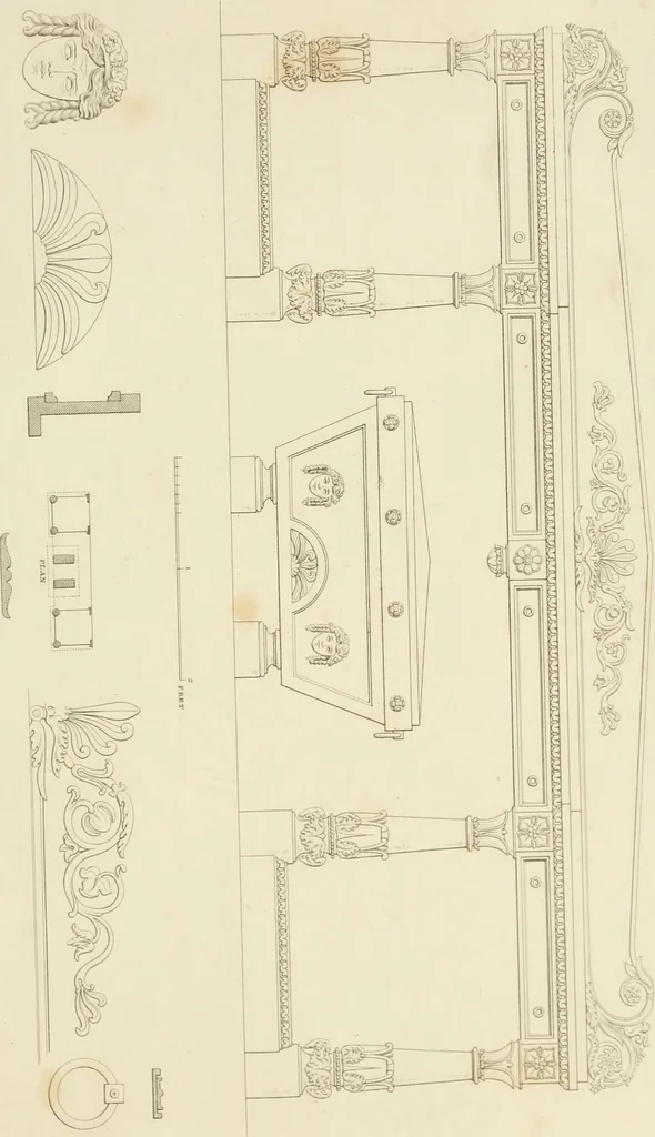 An illustration from Practical carpentry, joinery, and cabinet-making : being a new and complete system of lines for the use of workmen, founded on accurate geometrical and mechanical principles ... / by Peter Nicholson ; revised by Thomas Tredgold, 1853, leaf 472