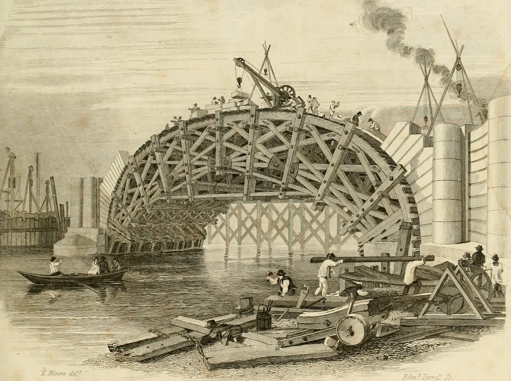 An illustration from Practical carpentry, joinery, and cabinet-making : being a new and complete system of lines for the use of workmen, founded on accurate geometrical and mechanical principles ... / by Peter Nicholson ; revised by Thomas Tredgold, 1853, leaf 6