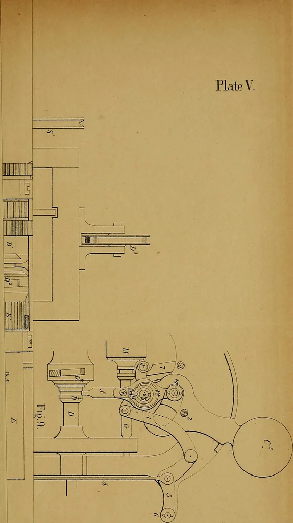 An illustration from The practical cotton spinner, and manufacturer; the managers', overlookers', and mechanics' companion, 1851, leaf 444