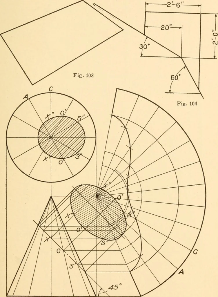 An illustration from A practical course in mechanical drawing for individual study and shop classes, trade and high schools, 1912, leaf 104