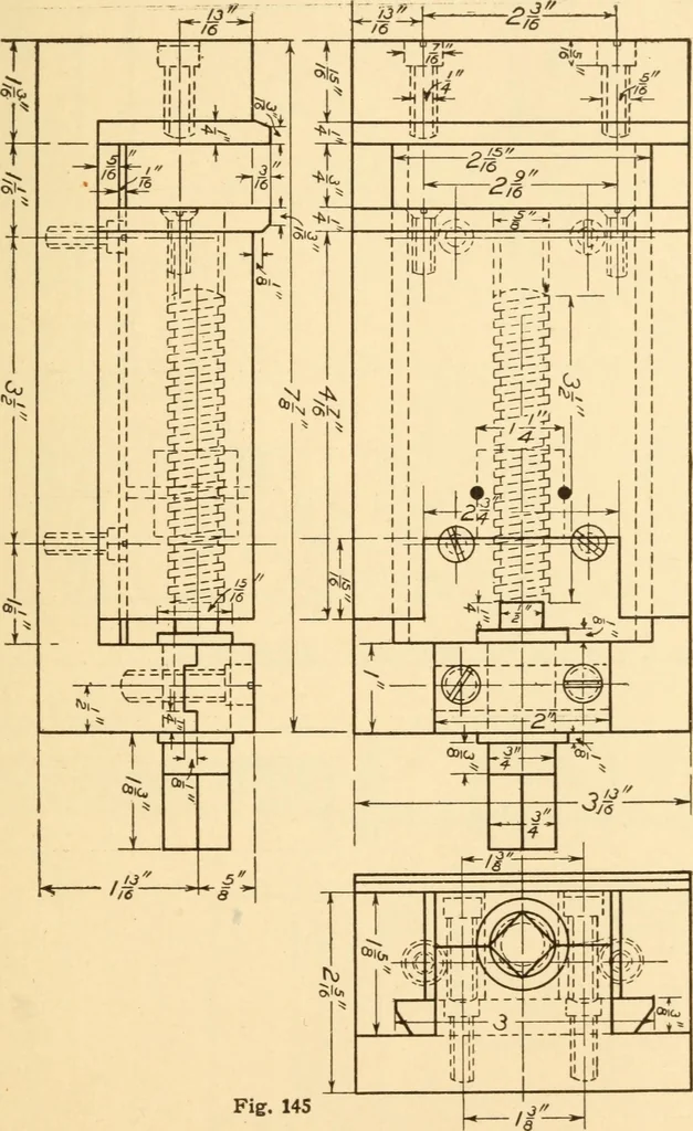 An illustration from A practical course in mechanical drawing for individual study and shop classes, trade and high schools, 1912, leaf 144