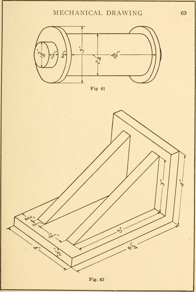 An illustration from A practical course in mechanical drawing for individual study and shop classes, trade and high schools, 1912, leaf 66