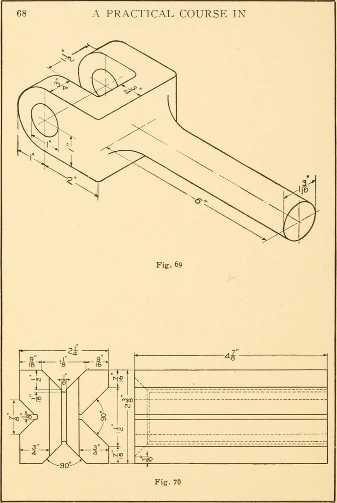 An illustration from A practical course in mechanical drawing for individual study and shop classes, trade and high schools, 1912, leaf 71