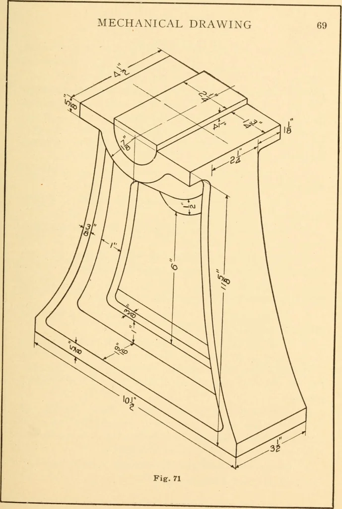An illustration from A practical course in mechanical drawing for individual study and shop classes, trade and high schools, 1912, leaf 72