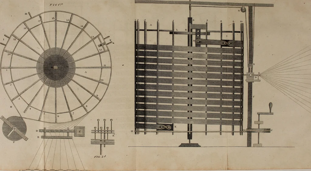 An illustration from Practical and descriptive essays on the art of weaving, 1808, leaf 360
