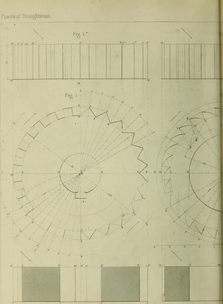 An illustration from The practical draughtsman's book of industrial design and machinist's and engineer's companion : forming a complete course of mechanical, engineering and architectural drawing, 1866, leaf 237