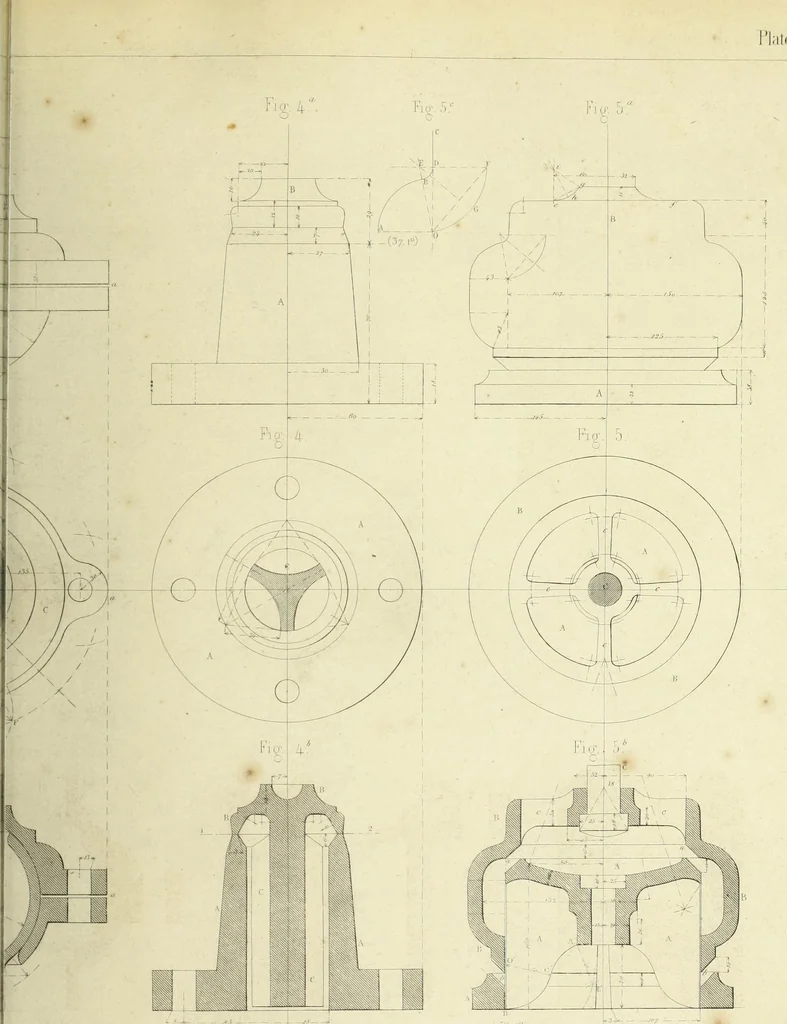 An illustration from The practical draughtsman's book of industrial design and machinist's and engineer's companion : forming a complete course of mechanical, engineering and architectural drawing, 1866, leaf 250