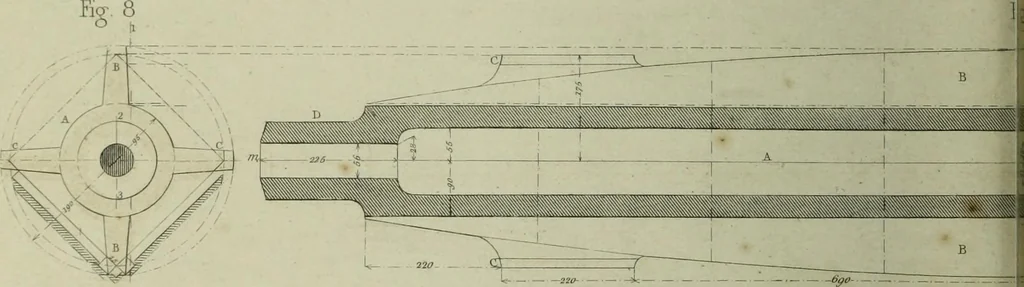 An illustration from The practical draughtsman's book of industrial design and machinist's and engineer's companion : forming a complete course of mechanical, engineering and architectural drawing, 1866, leaf 253