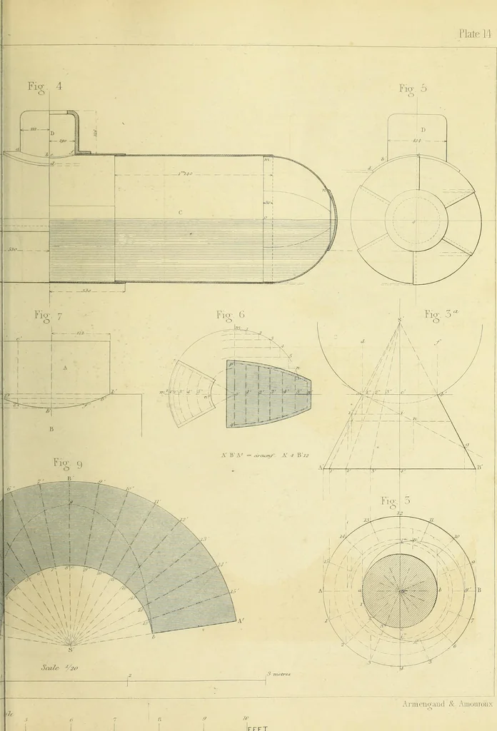 An illustration from The practical draughtsman's book of industrial design and machinist's and engineer's companion : forming a complete course of mechanical, engineering and architectural drawing, 1866, leaf 262