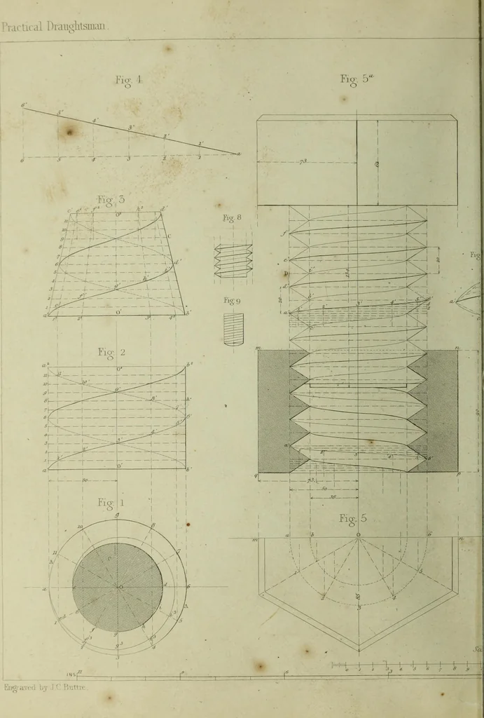 An illustration from The practical draughtsman's book of industrial design and machinist's and engineer's companion : forming a complete course of mechanical, engineering and architectural drawing, 1866, leaf 265