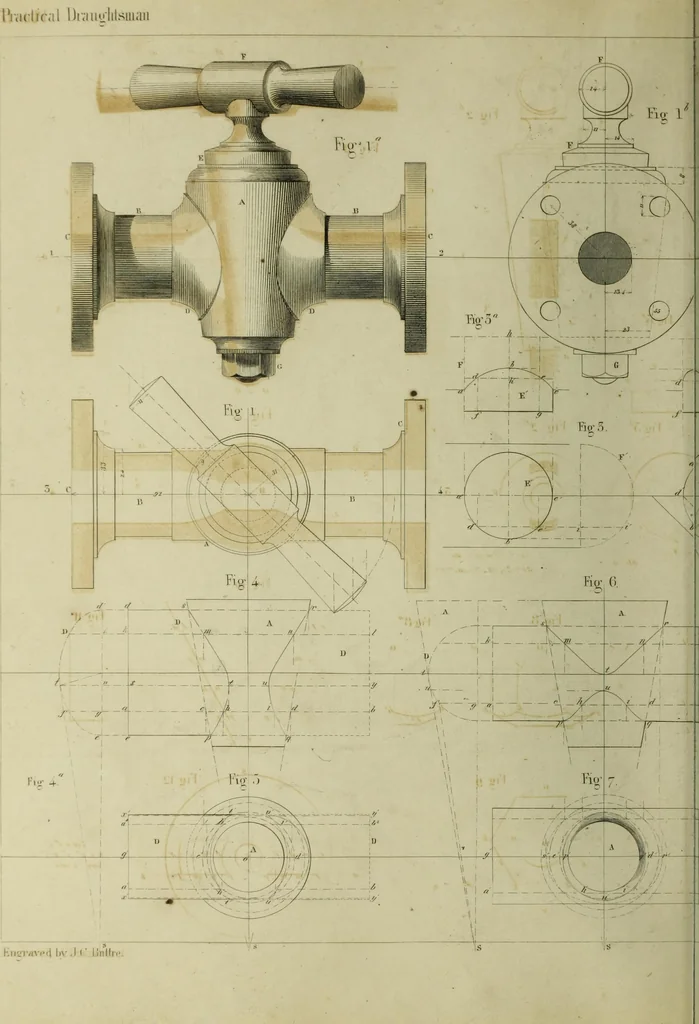 An illustration from The practical draughtsman's book of industrial design and machinist's and engineer's companion : forming a complete course of mechanical, engineering and architectural drawing, 1866, leaf 273