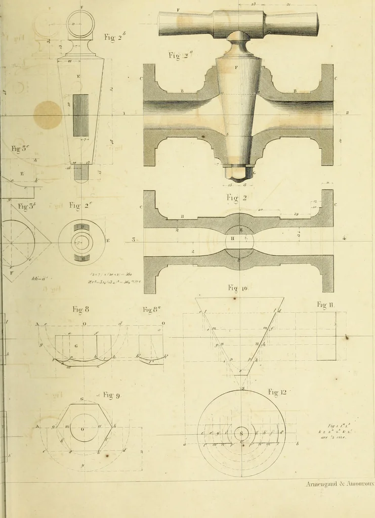 An illustration from The practical draughtsman's book of industrial design and machinist's and engineer's companion : forming a complete course of mechanical, engineering and architectural drawing, 1866, leaf 274