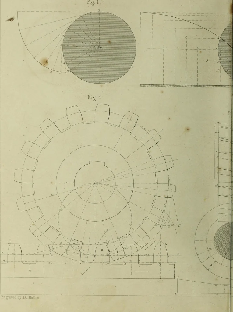 An illustration from The practical draughtsman's book of industrial design and machinist's and engineer's companion : forming a complete course of mechanical, engineering and architectural drawing, 1866, leaf 277