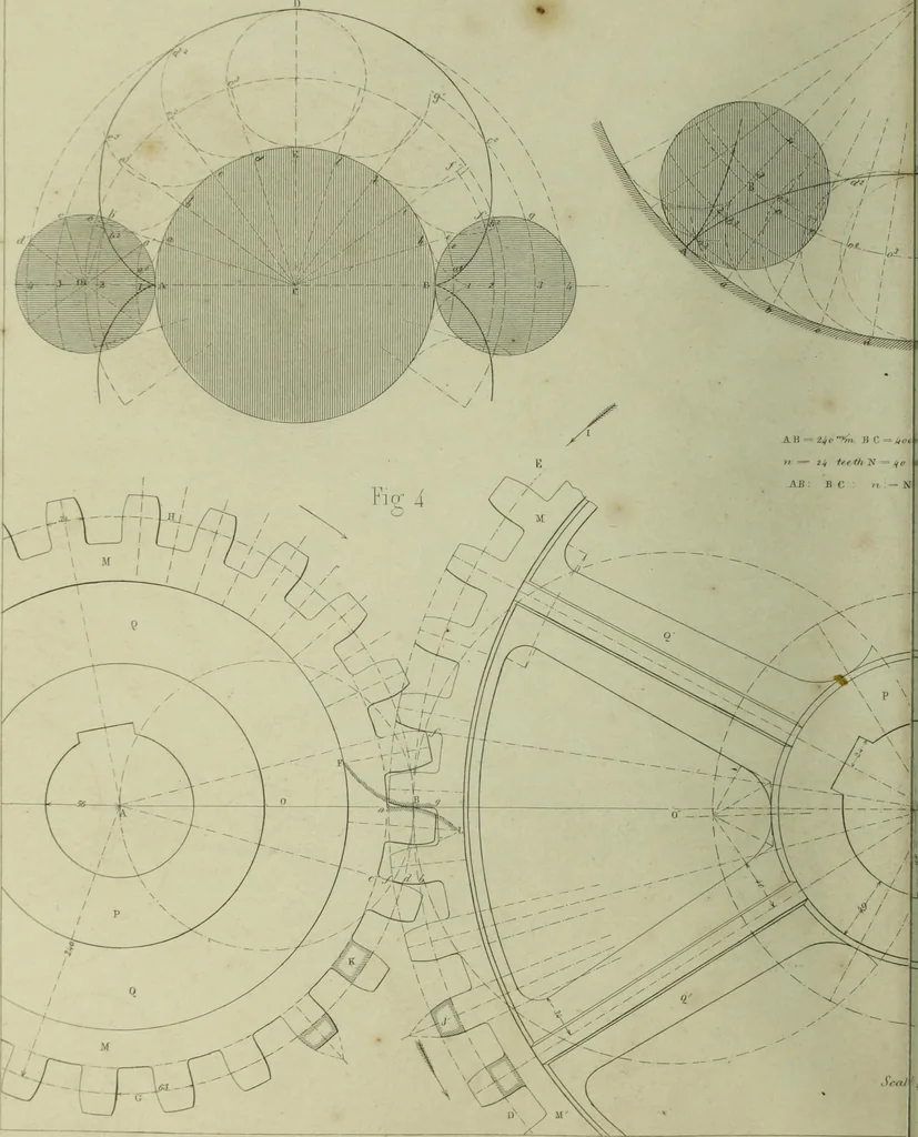 An illustration from The practical draughtsman's book of industrial design and machinist's and engineer's companion : forming a complete course of mechanical, engineering and architectural drawing, 1866, leaf 281
