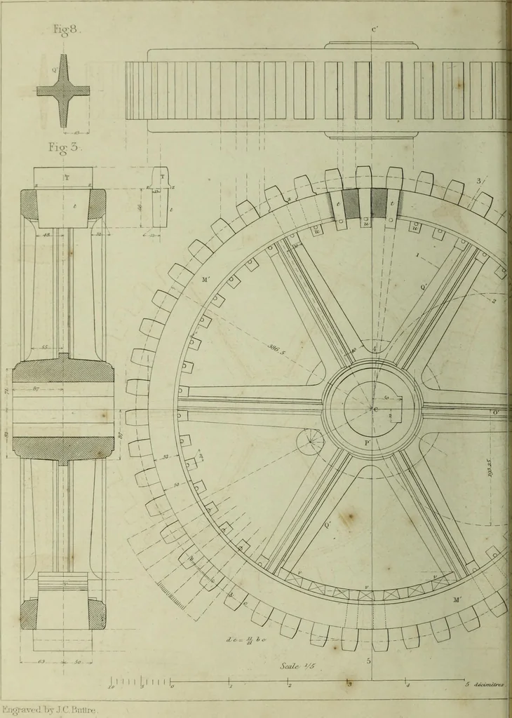 An illustration from The practical draughtsman's book of industrial design and machinist's and engineer's companion : forming a complete course of mechanical, engineering and architectural drawing, 1866, leaf 285