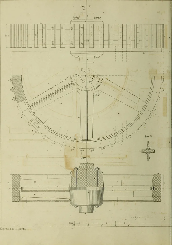 An illustration from The practical draughtsman's book of industrial design and machinist's and engineer's companion : forming a complete course of mechanical, engineering and architectural drawing, 1866, leaf 289