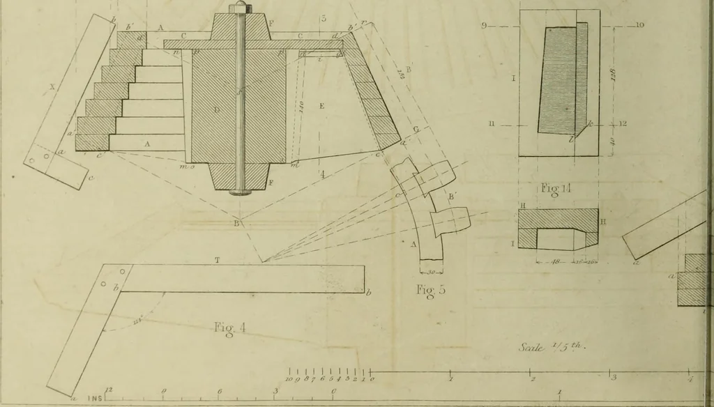 An illustration from The practical draughtsman's book of industrial design and machinist's and engineer's companion : forming a complete course of mechanical, engineering and architectural drawing, 1866, leaf 297