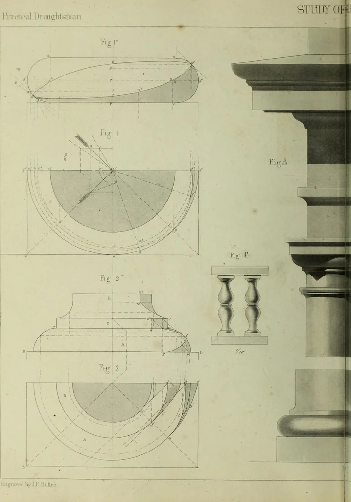 An illustration from The practical draughtsman's book of industrial design and machinist's and engineer's companion : forming a complete course of mechanical, engineering and architectural drawing, 1866, leaf 321