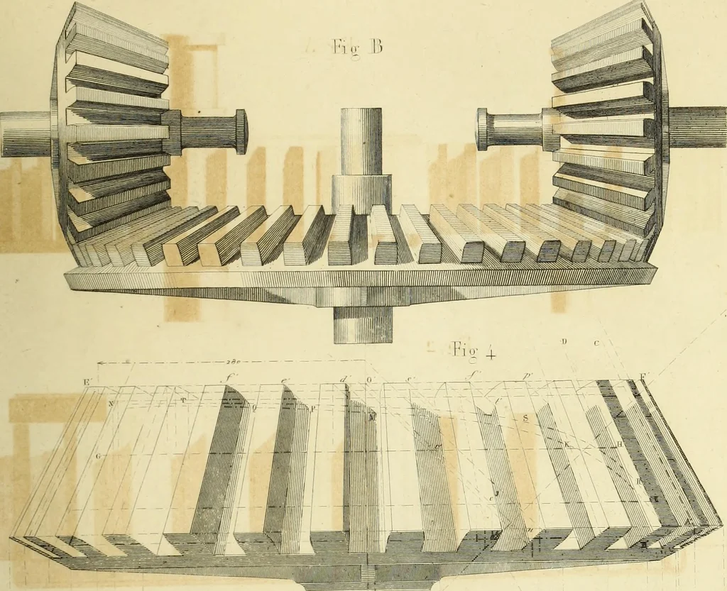 An illustration from The practical draughtsman's book of industrial design and machinist's and engineer's companion : forming a complete course of mechanical, engineering and architectural drawing, 1866, leaf 326