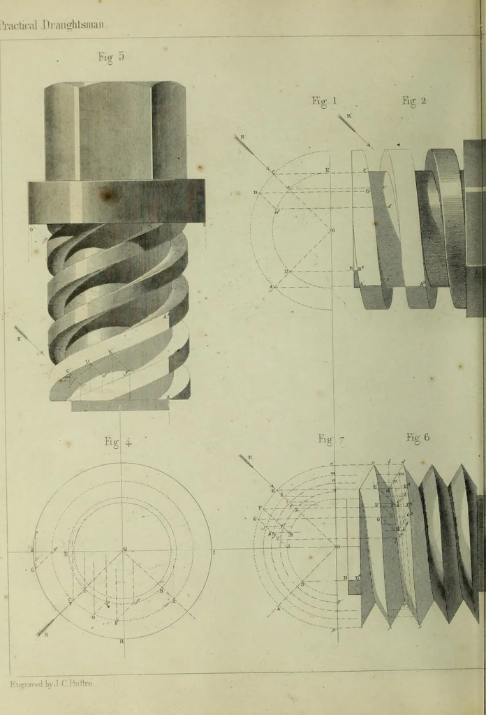 An illustration from The practical draughtsman's book of industrial design and machinist's and engineer's companion : forming a complete course of mechanical, engineering and architectural drawing, 1866, leaf 329