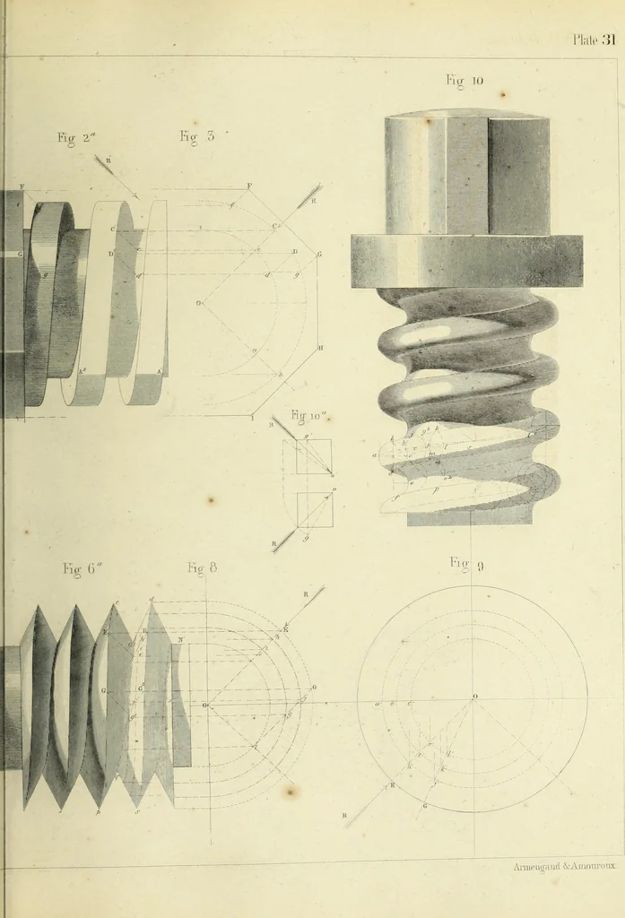 An illustration from The practical draughtsman's book of industrial design and machinist's and engineer's companion : forming a complete course of mechanical, engineering and architectural drawing, 1866, leaf 330