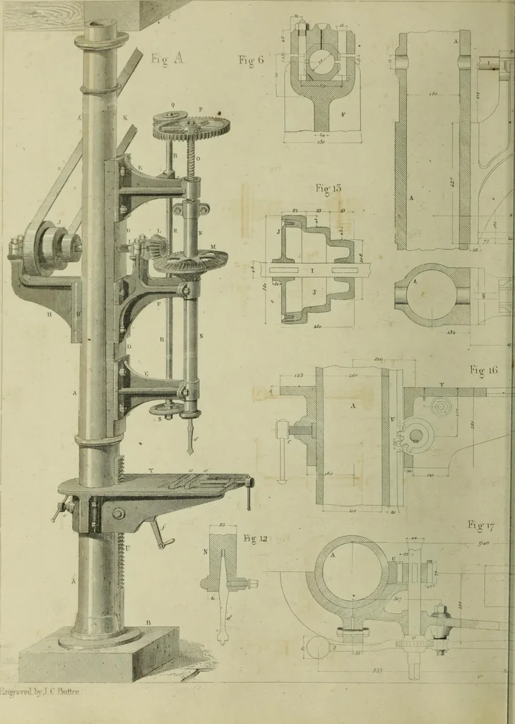 An illustration from The practical draughtsman's book of industrial design and machinist's and engineer's companion : forming a complete course of mechanical, engineering and architectural drawing, 1866, leaf 345
