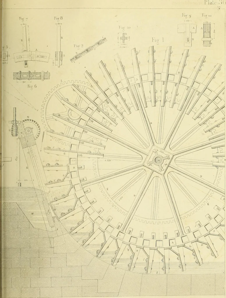 An illustration from The practical draughtsman's book of industrial design and machinist's and engineer's companion : forming a complete course of mechanical, engineering and architectural drawing, 1866, leaf 350