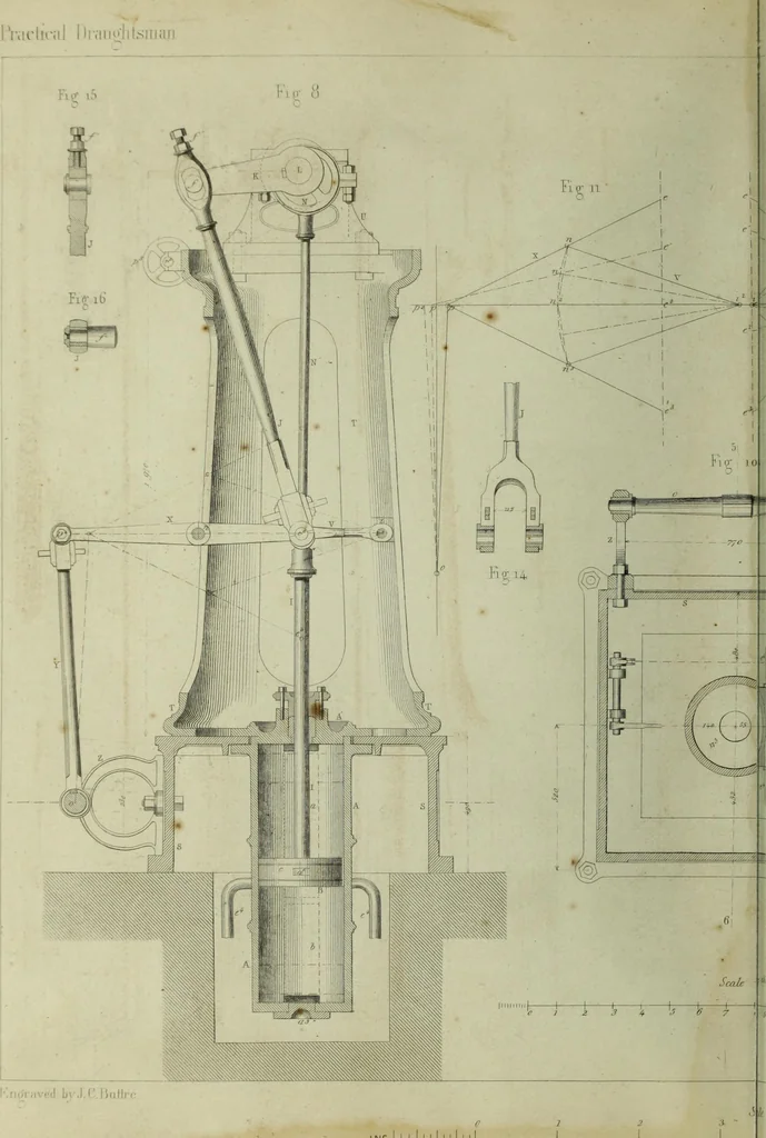 An illustration from The practical draughtsman's book of industrial design and machinist's and engineer's companion : forming a complete course of mechanical, engineering and architectural drawing, 1866, leaf 361