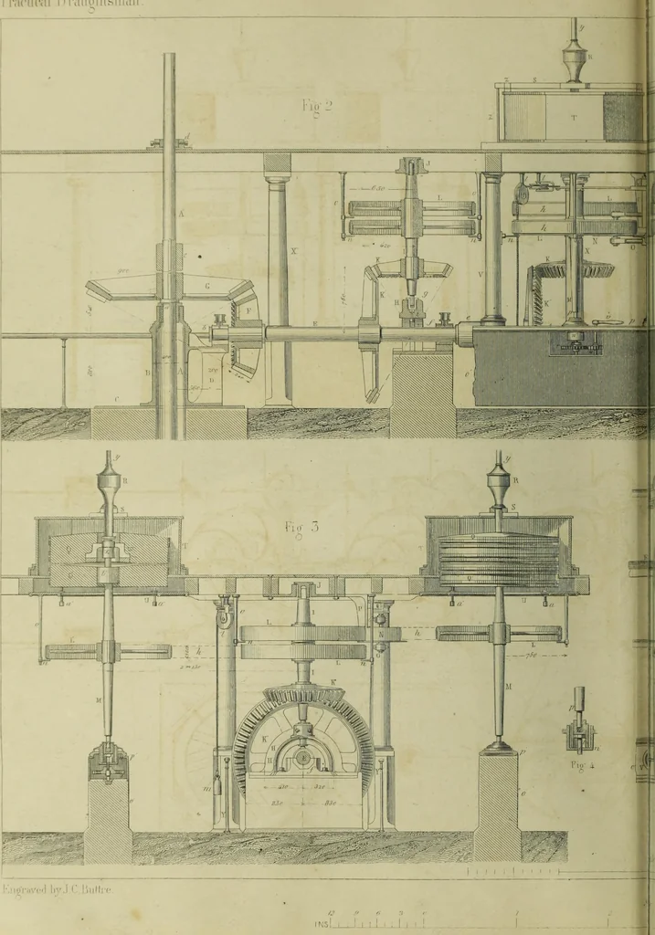 An illustration from The practical draughtsman's book of industrial design and machinist's and engineer's companion : forming a complete course of mechanical, engineering and architectural drawing, 1866, leaf 381