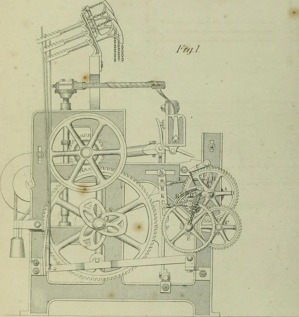 An illustration from The practical draughtsman's book of industrial design and machinist's and engineer's companion : forming a complete course of mechanical, engineering and architectural drawing, 1866, leaf 409