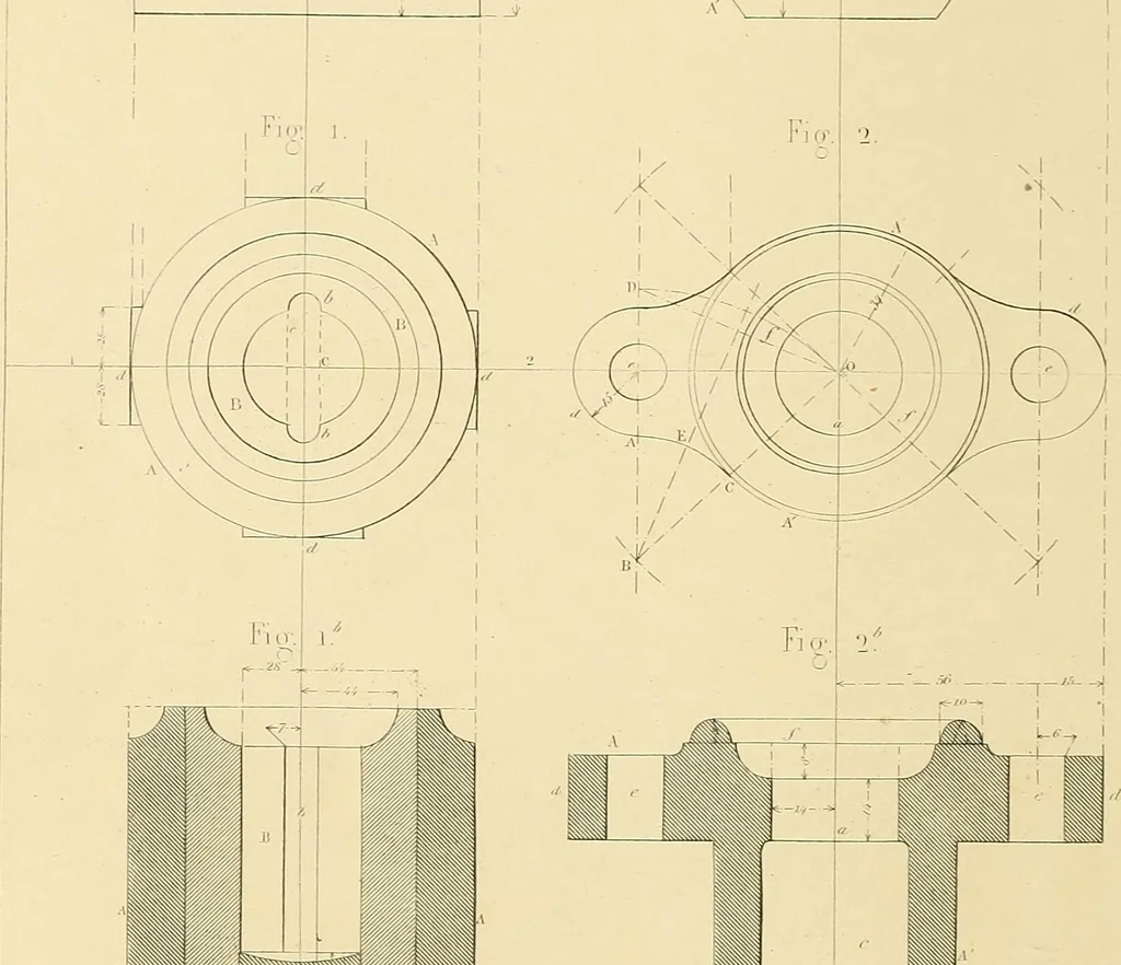 An illustration from The practical draughtsman's book of industrial design, and machinist's and engineer's drawing companion; forming a complete course of mechanical, engineering, and architectural drawing, 1871, leaf 255
