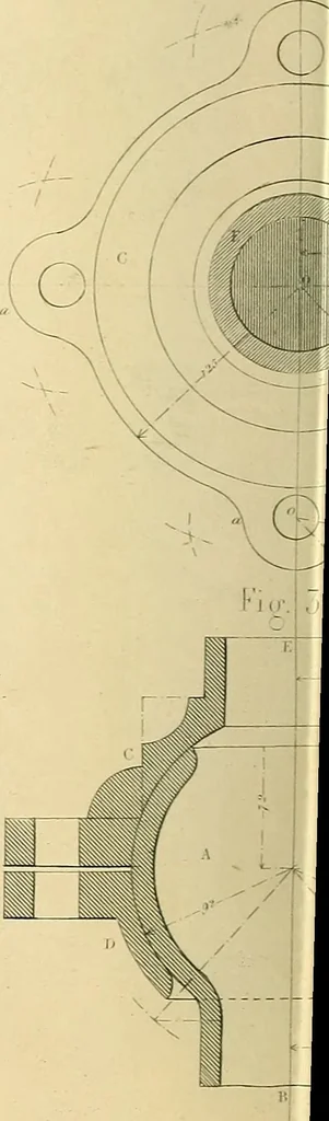An illustration from The practical draughtsman's book of industrial design, and machinist's and engineer's drawing companion; forming a complete course of mechanical, engineering, and architectural drawing, 1871, leaf 255